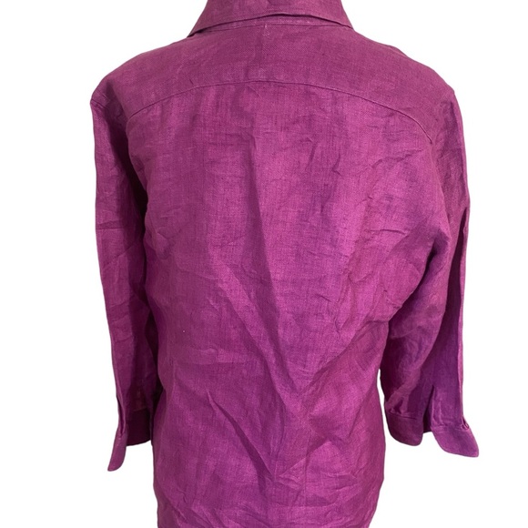 Ralph Lauren Black label Linen Logo button down fuchsia blouse - Picture 2 of 7